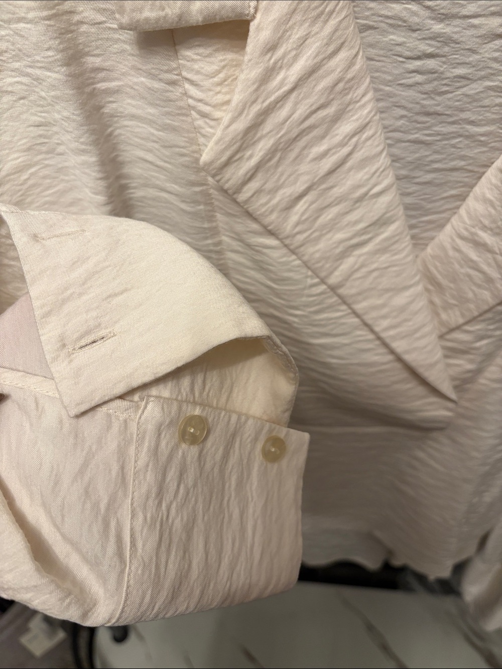 Anthropologie Cream Textured Draped V-Neck Tunic - Picture 2 of 5